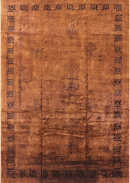 Mid-Century Modern Neon Orange Oriental Rug, urb1004
