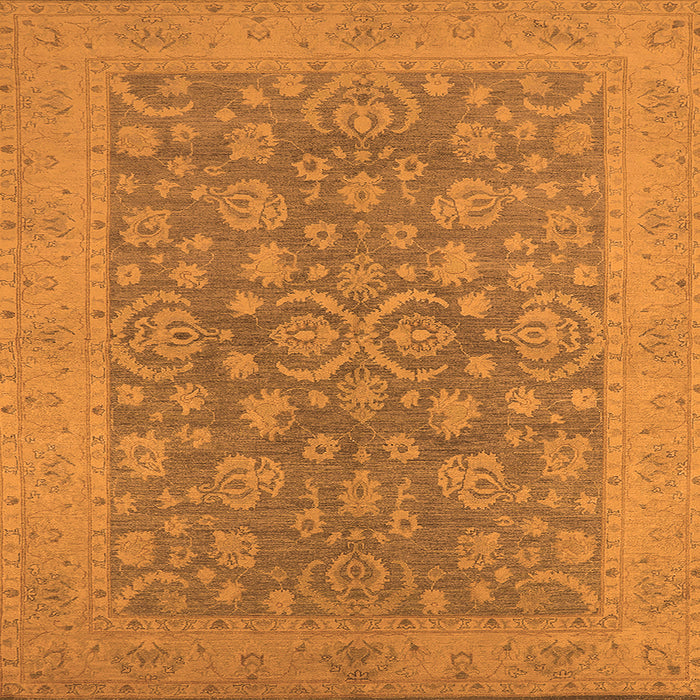 Square Machine Washable Oriental Orange Traditional Area Rugs, wshurb1005org