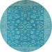 Round Oriental Light Blue Traditional Rug, urb1005lblu