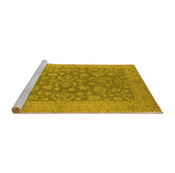 Sideview of Machine Washable Oriental Yellow Traditional Rug, wshurb1005yw