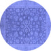 Round Oriental Blue Traditional Rug, urb1005blu