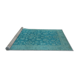 Sideview of Machine Washable Oriental Light Blue Traditional Rug, wshurb1005lblu
