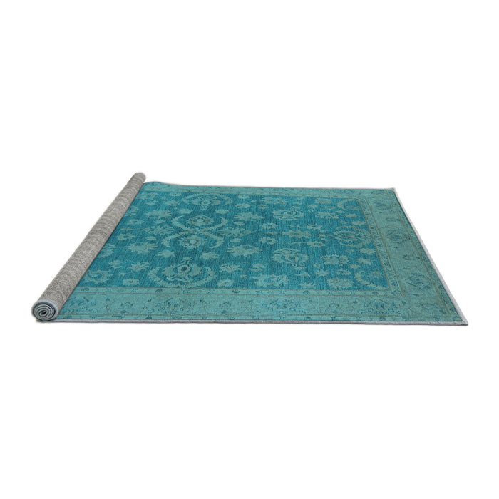 Sideview of Machine Washable Oriental Light Blue Traditional Rug, wshurb1005lblu