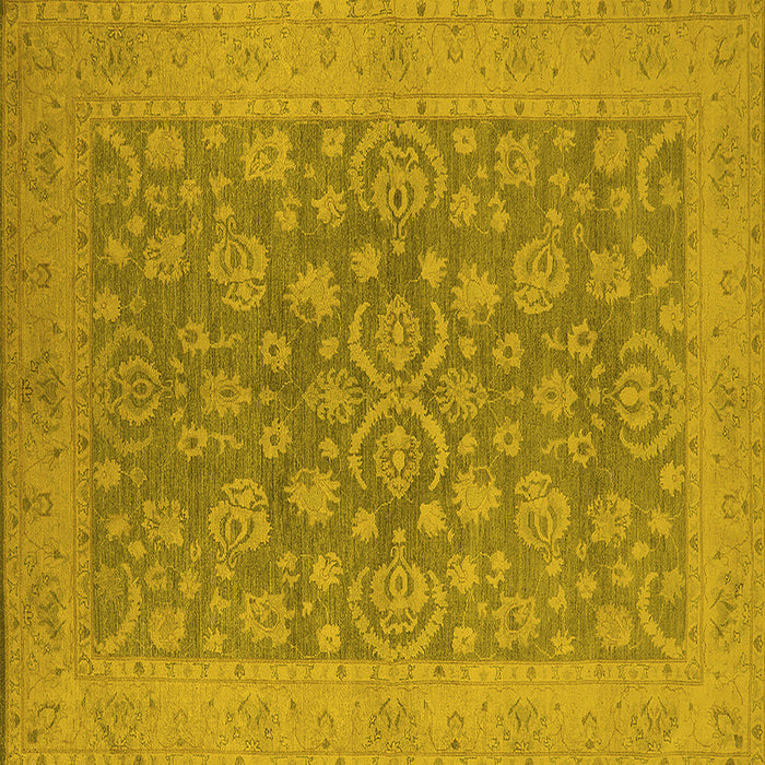 Square Machine Washable Oriental Yellow Traditional Rug, wshurb1005yw