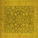 Square Machine Washable Oriental Yellow Traditional Rug, wshurb1005yw