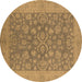 Round Oriental Brown Traditional Rug, urb1005brn