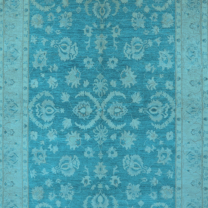 Machine Washable Oriental Light Blue Traditional Rug, wshurb1005lblu