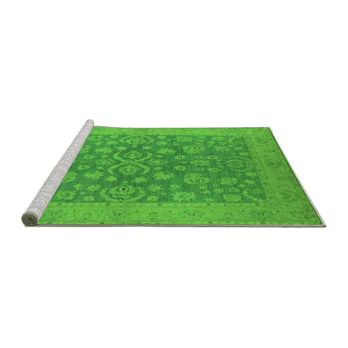 Sideview of Machine Washable Oriental Green Traditional Area Rugs, wshurb1005grn