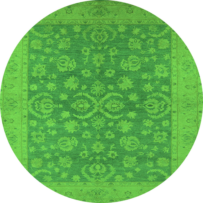 Round Oriental Green Traditional Rug, urb1005grn