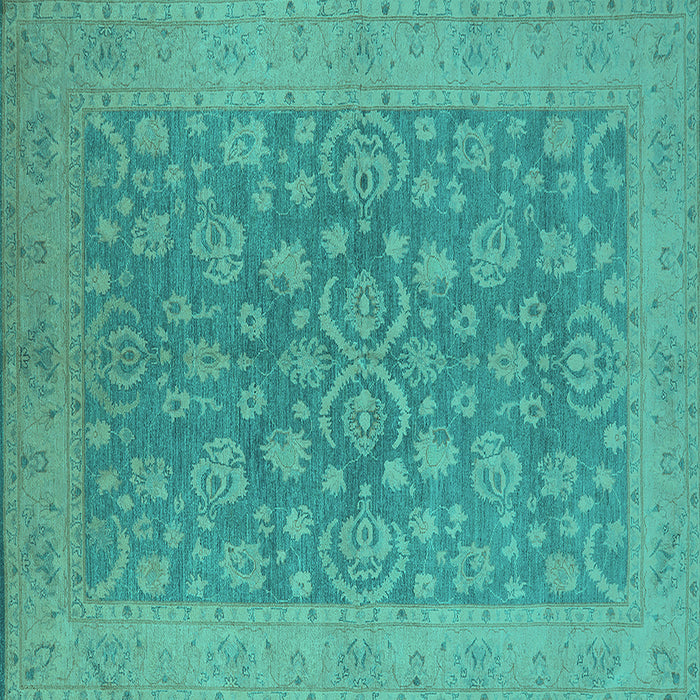Square Oriental Turquoise Traditional Rug, urb1005turq