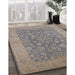 Mid-Century Modern Gray Oriental Rug in Family Room, urb1005