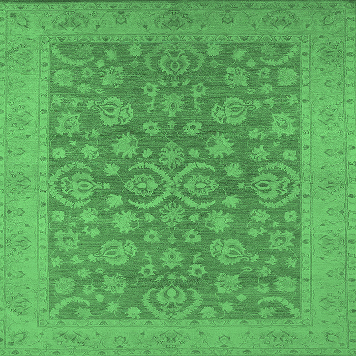 Square Machine Washable Oriental Emerald Green Traditional Area Rugs, wshurb1005emgrn