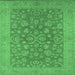 Square Machine Washable Oriental Emerald Green Traditional Area Rugs, wshurb1005emgrn