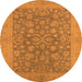 Round Oriental Orange Traditional Rug, urb1005org