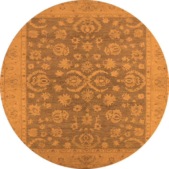 Round Machine Washable Oriental Orange Traditional Area Rugs, wshurb1005org