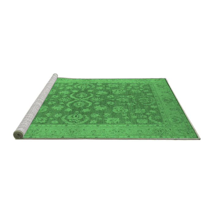 Sideview of Machine Washable Oriental Emerald Green Traditional Area Rugs, wshurb1005emgrn