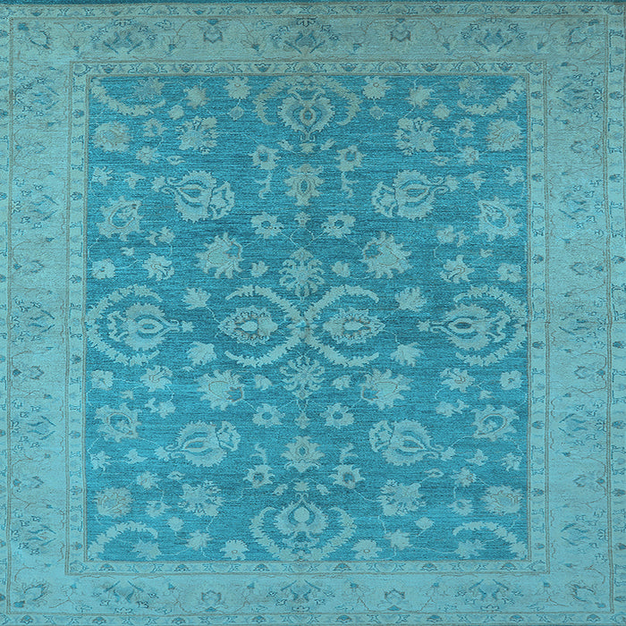 Square Machine Washable Oriental Light Blue Traditional Rug, wshurb1005lblu