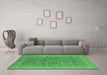 Machine Washable Oriental Emerald Green Traditional Area Rugs in a Living Room,, wshurb1005emgrn