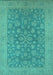 Machine Washable Oriental Turquoise Traditional Area Rugs, wshurb1005turq