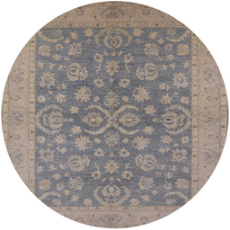 Round Mid-Century Modern Gray Oriental Rug, urb1005
