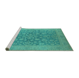 Sideview of Machine Washable Oriental Turquoise Traditional Area Rugs, wshurb1005turq