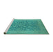 Sideview of Machine Washable Oriental Turquoise Traditional Area Rugs, wshurb1005turq