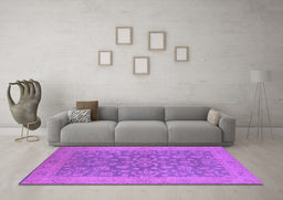 Machine Washable Oriental Purple Traditional Area Rugs in a Living Room, wshurb1005pur