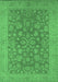 Machine Washable Oriental Emerald Green Traditional Area Rugs, wshurb1005emgrn