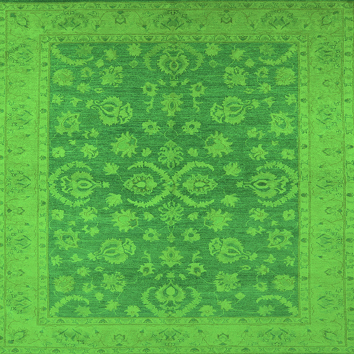 Square Machine Washable Oriental Green Traditional Area Rugs, wshurb1005grn