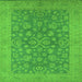 Square Machine Washable Oriental Green Traditional Area Rugs, wshurb1005grn