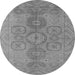 Round Machine Washable Oriental Gray Traditional Rug, wshurb1006gry