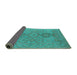 Sideview of Oriental Turquoise Traditional Rug, urb1006turq