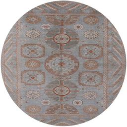 Round Mid-Century Modern Rose Purple Oriental Rug, urb1006