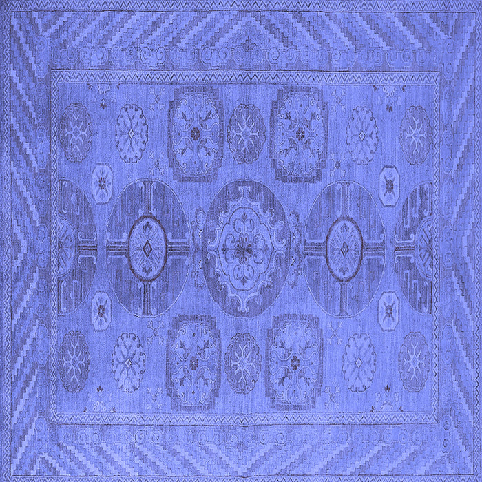 Square Machine Washable Oriental Blue Traditional Rug, wshurb1006blu