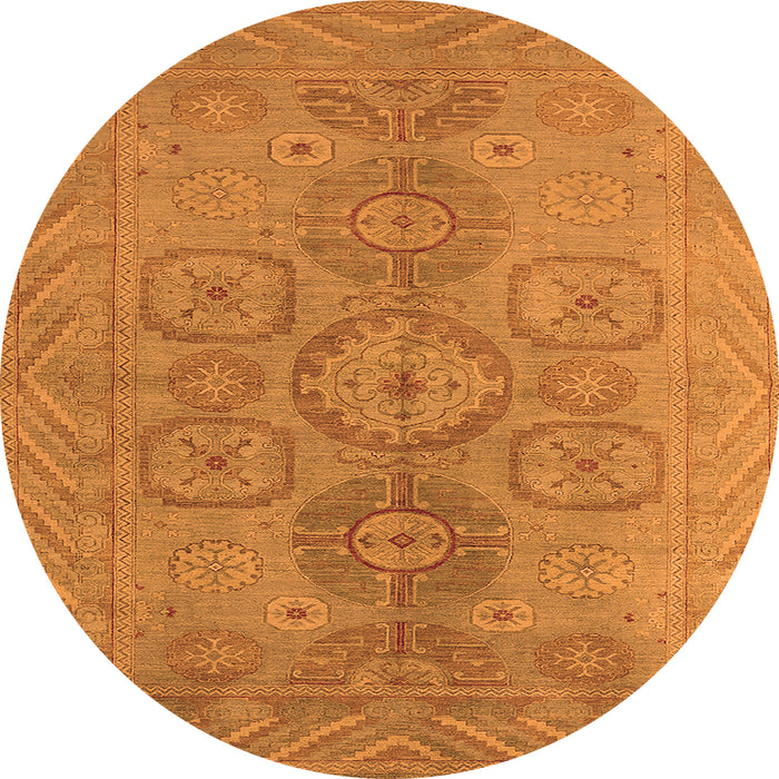 Round Oriental Orange Traditional Rug, urb1006org