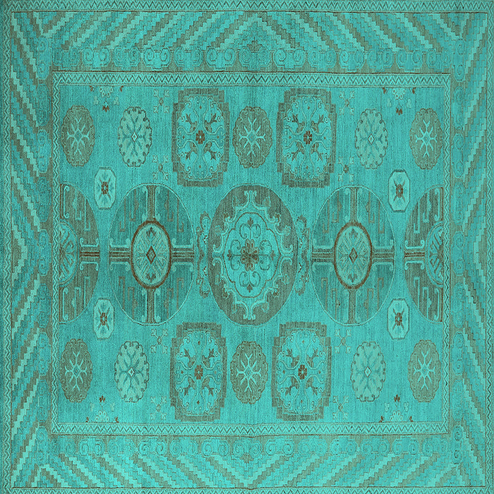 Square Oriental Turquoise Traditional Rug, urb1006turq
