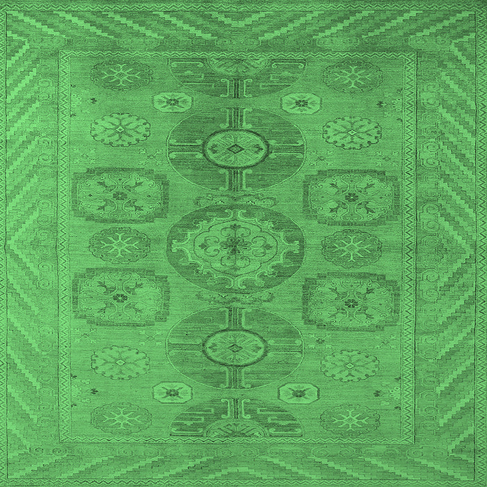 Square Oriental Emerald Green Traditional Rug, urb1006emgrn