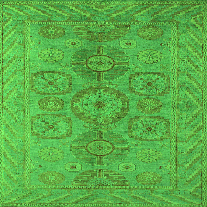 Square Machine Washable Oriental Green Traditional Area Rugs, wshurb1006grn