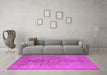 Machine Washable Oriental Pink Traditional Rug in a Living Room, wshurb1006pnk