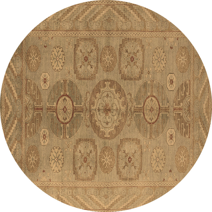 Round Machine Washable Oriental Brown Traditional Rug, wshurb1006brn