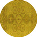 Round Oriental Yellow Traditional Rug, urb1006yw