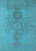 Machine Washable Oriental Light Blue Traditional Rug, wshurb1006lblu