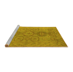 Sideview of Machine Washable Oriental Yellow Traditional Rug, wshurb1006yw