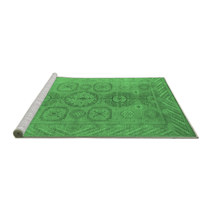 Sideview of Machine Washable Oriental Emerald Green Traditional Area Rugs, wshurb1006emgrn