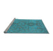 Sideview of Machine Washable Oriental Light Blue Traditional Rug, wshurb1006lblu