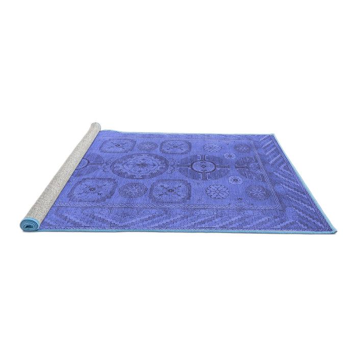 Sideview of Machine Washable Oriental Blue Traditional Rug, wshurb1006blu