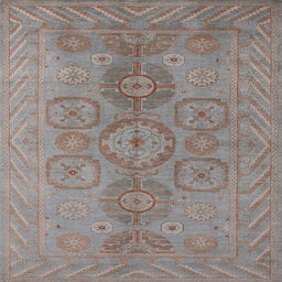 Square Mid-Century Modern Rose Purple Oriental Rug, urb1006