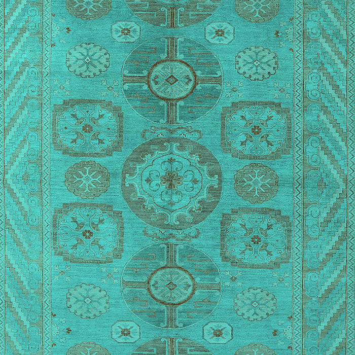 Machine Washable Oriental Turquoise Traditional Area Rugs, wshurb1006turq