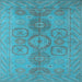 Square Machine Washable Oriental Light Blue Traditional Rug, wshurb1006lblu