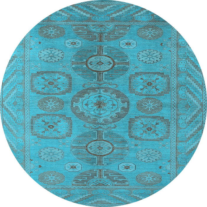 Round Oriental Light Blue Traditional Rug, urb1006lblu
